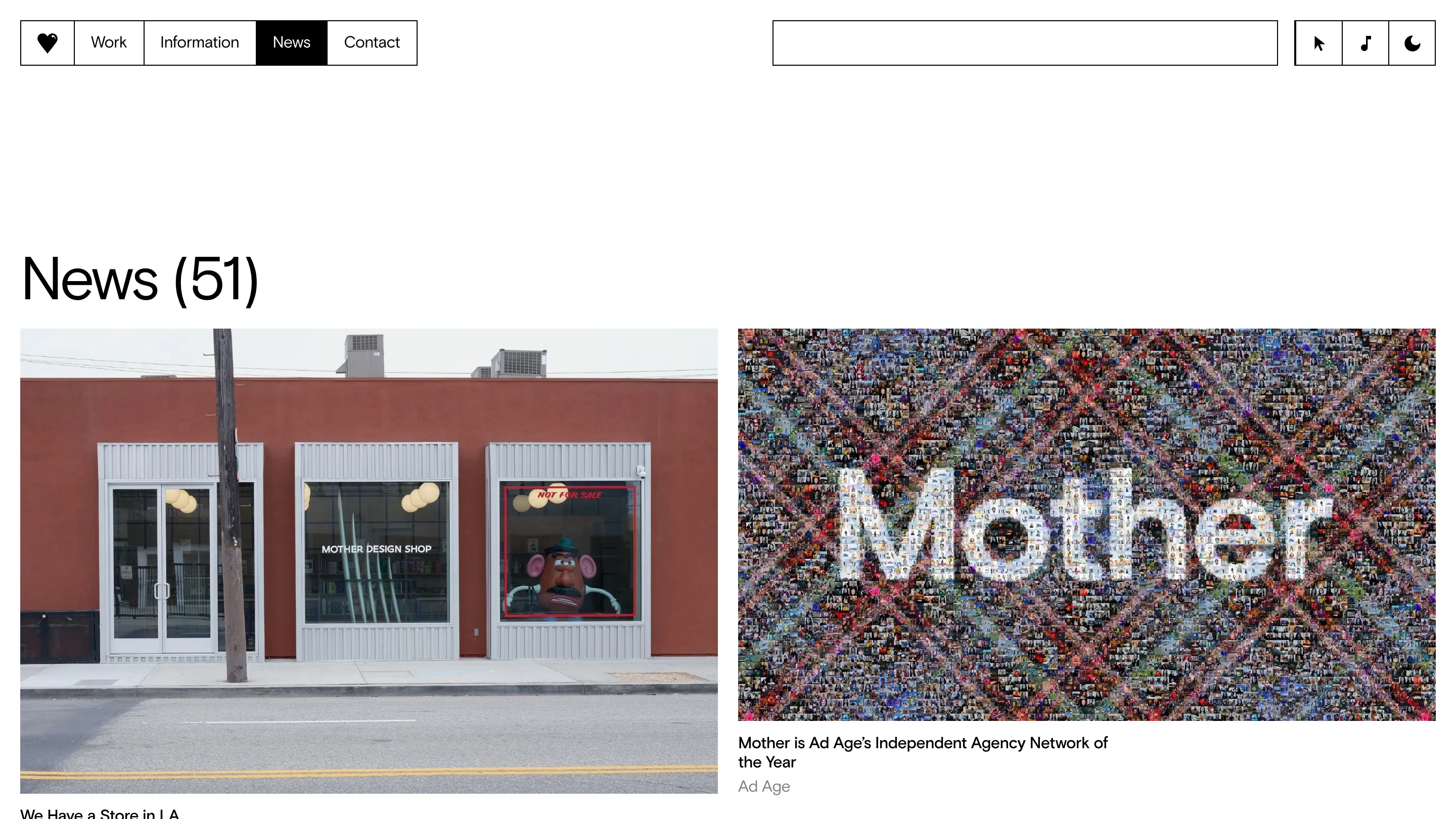 The Mother Design Shop storefront in West Adams, Los Angeles: a terracotta building with three grey-framed windows, the shop name in small white type on the middle pane, and a red-bordered display on the right holding a Mr. Potato Head behind a NOT FOR SALE sticker