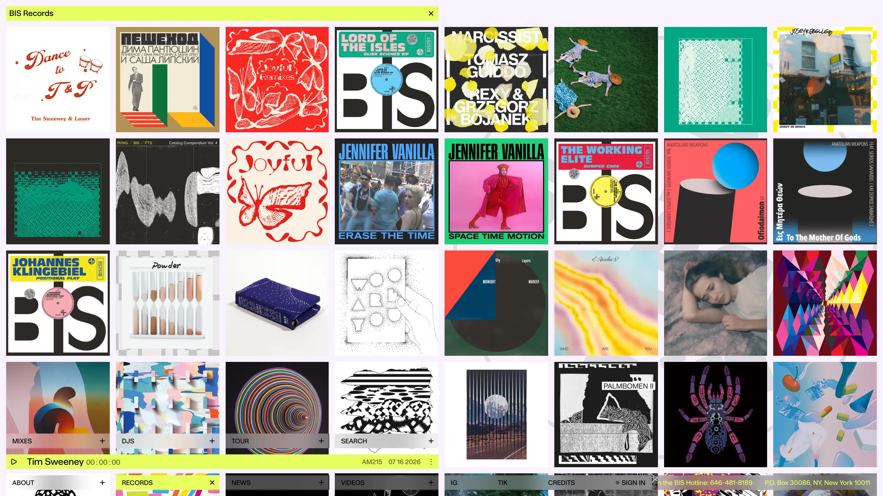 The Beats in Space records panel: eight columns of album covers packed edge to edge with no captions